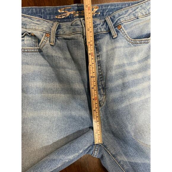 Seven7 Fashion Jeans Women 14 Distressed Light Wash Cropped Western Boho Fringe - Picture 7 of 15